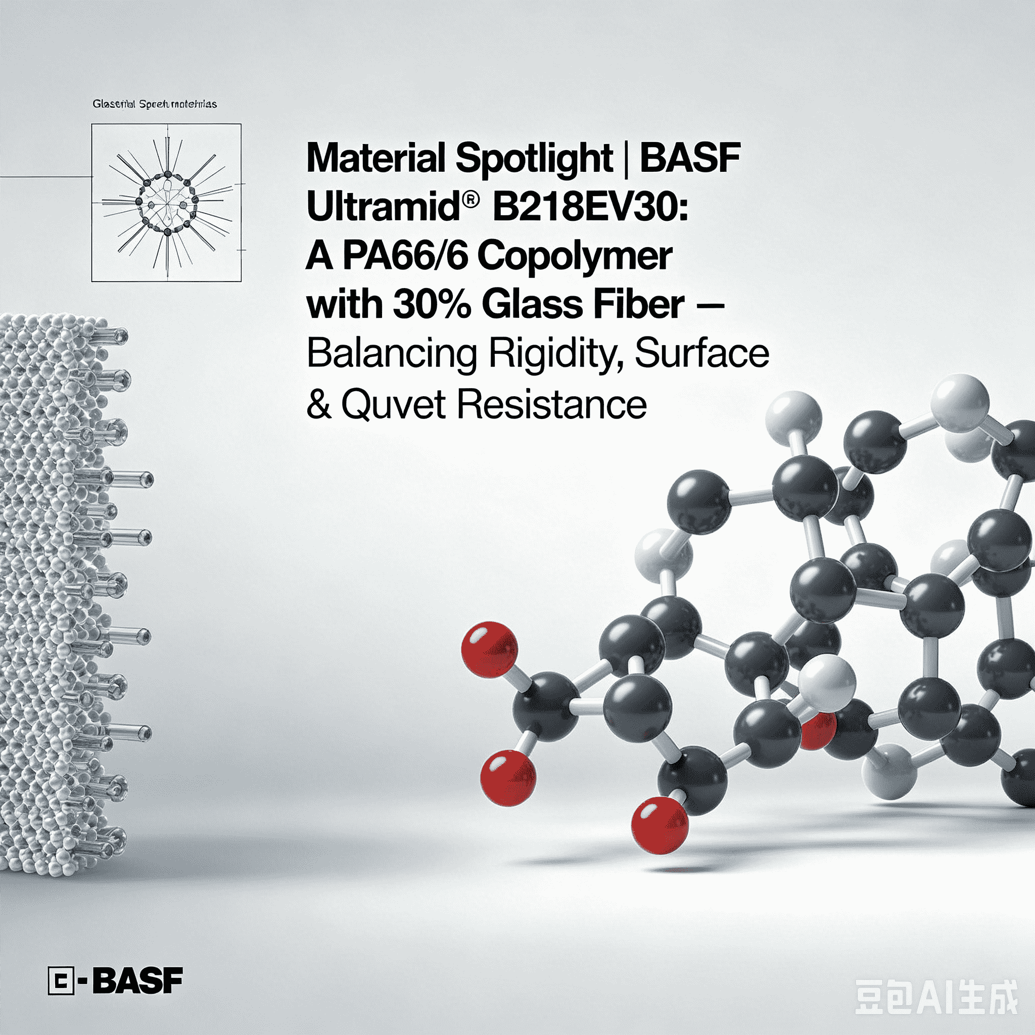 ຈຸດເດັ່ນຂອງວັດສະດຸ | BASF Ultramid® B218EV30: A PA66/6 Copolymer ທີ່ມີເສັ້ນໄຍແກ້ວ 30% – ການດຸ່ນດ່ຽງຄວາມແຂງແກ່ນ, ຄຸນນະພາບຂອງພື້ນຜິວ ແລະ ຄວາມທົນທານຕໍ່ຄວາມຮ້ອນ